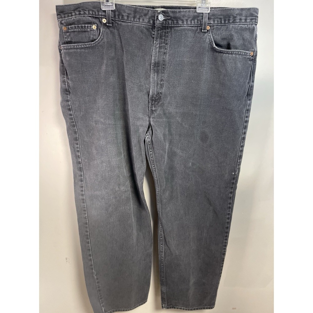 Vintage Levis 505 Jeans Mens 46x32 Black Regular Fit Straight Leg Faded *flaw
